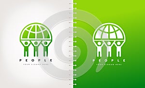 People logo vector. People holding the planet. photo